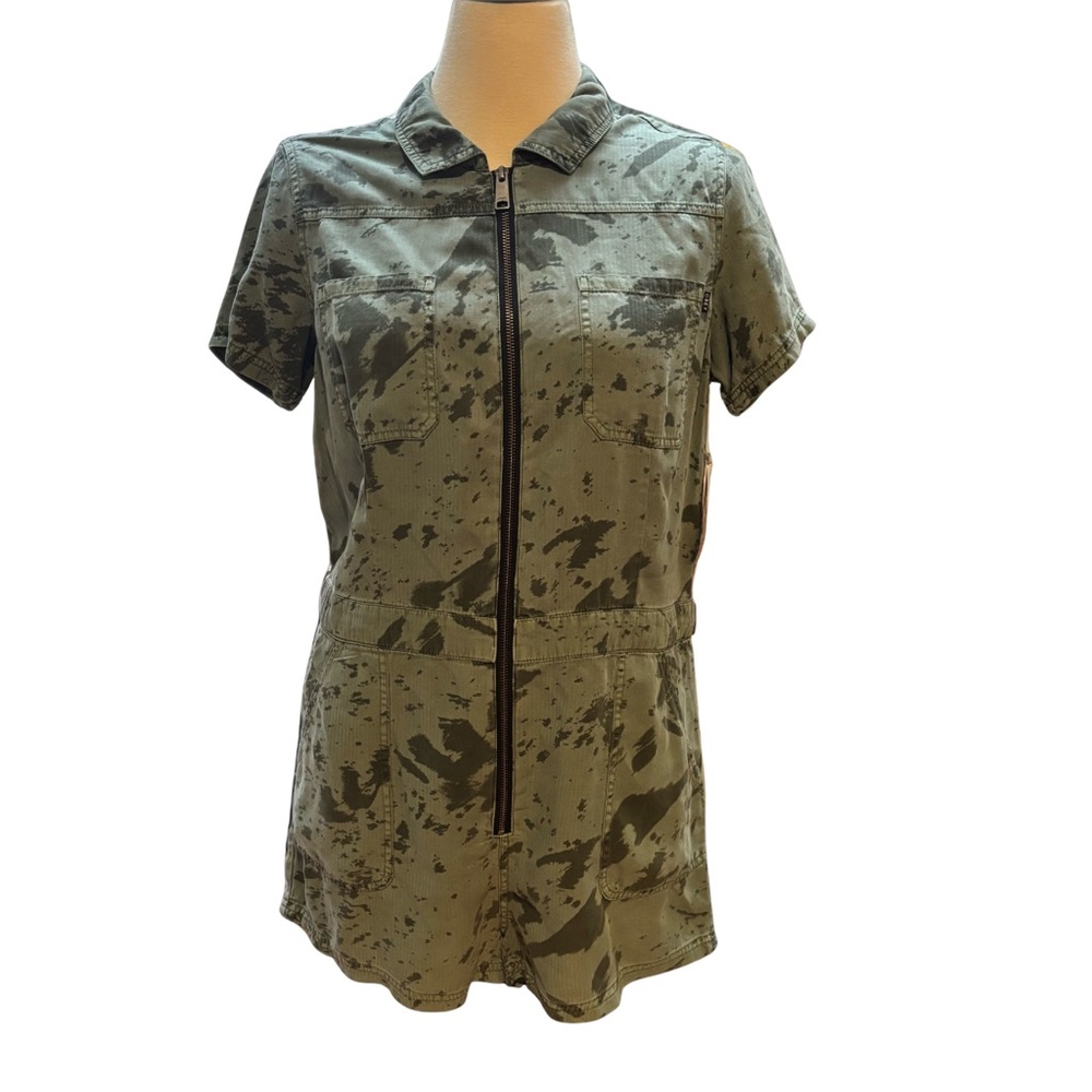 NWT Obey Army Green Camo Front Zip Romper Jumpsuit One of a Kind Size L